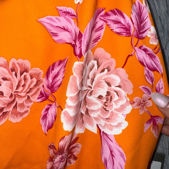 Vince Camuto Orange Floral Print Maxi RomperSpaghetti Strap Size L - Picture 4 of 6